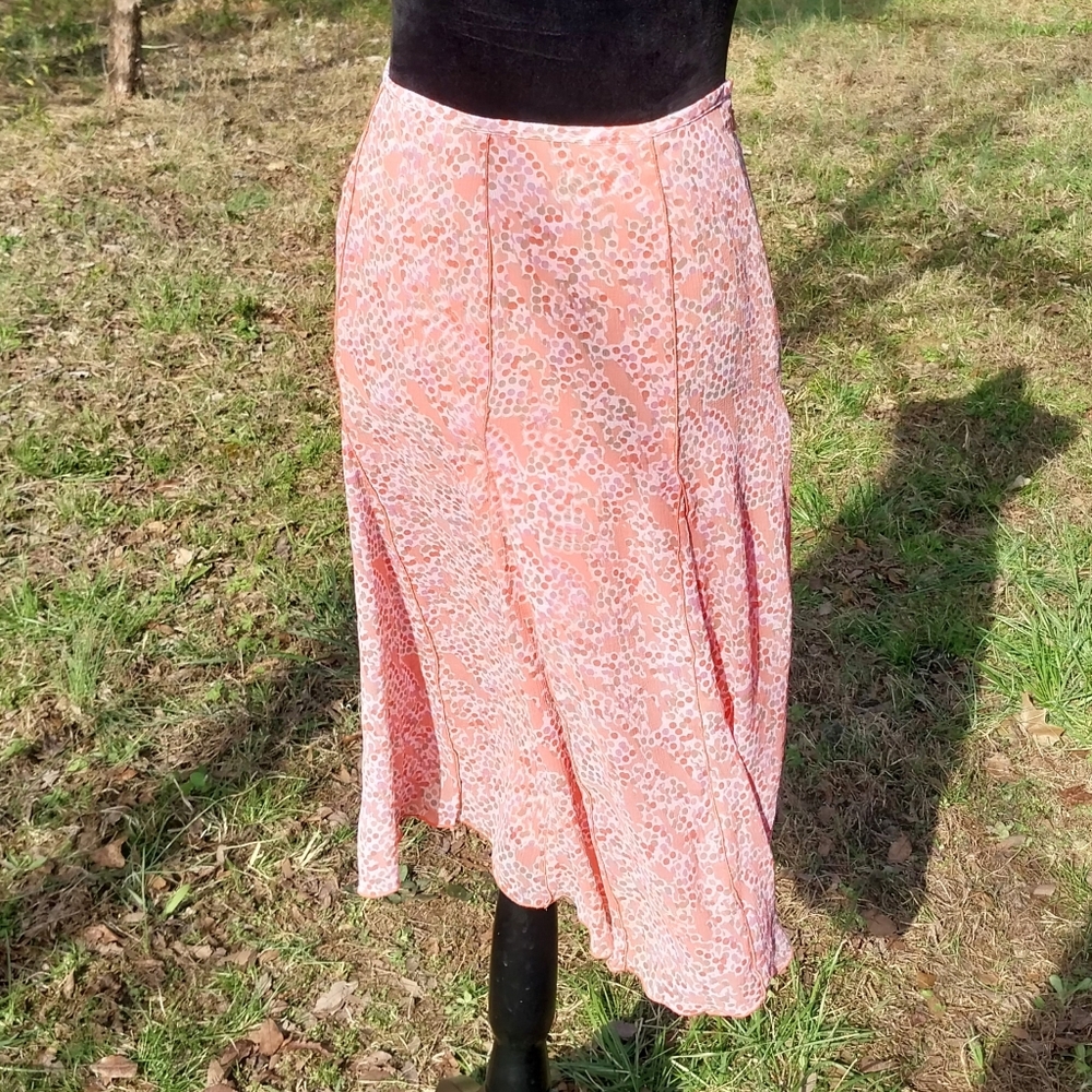 Ruby Rd. Pink Patterned A-Line Skirt - image 1
